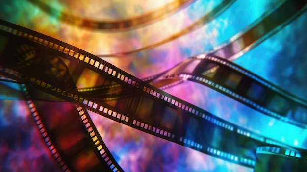 fondo abstracto multicolor con película tira de cine festival de cine anuncio de película concepto