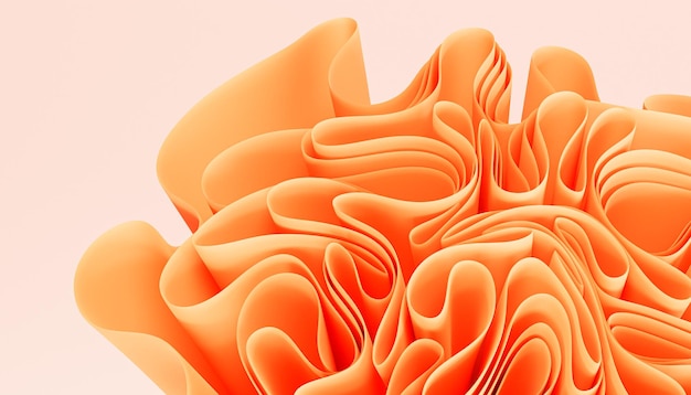 Fondo abstracto naranja con pliegues u ondas de cinta 3d render