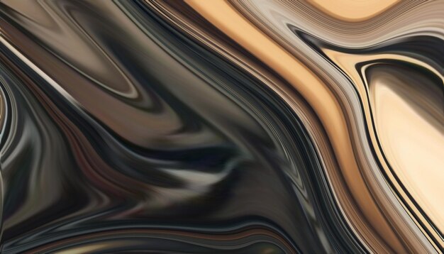 Un fondo abstracto negro y marrón con una textura de pintura dorada y marrón.