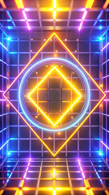Fondo abstracto de neón con elementos futuristas brillantes