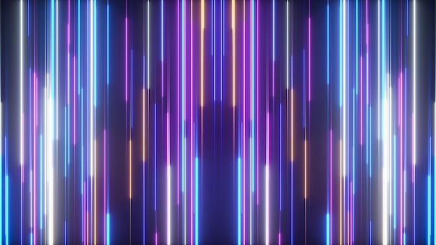 Fondo abstracto de neón con líneas brillantes talladas - 3D rendering