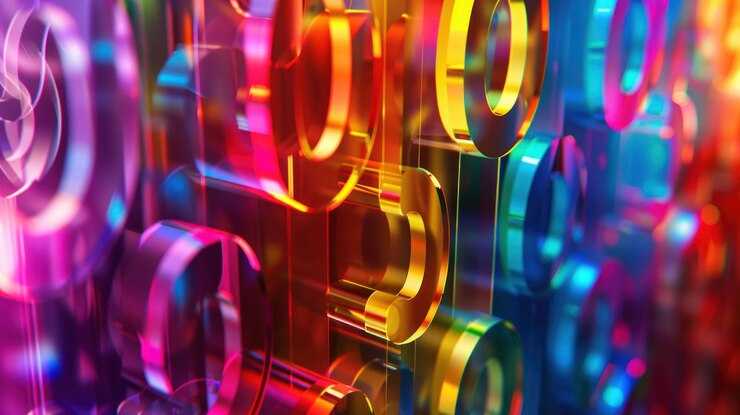 Foto fondo abstracto de números brillantes transparentes coloridos con un efecto borroso
