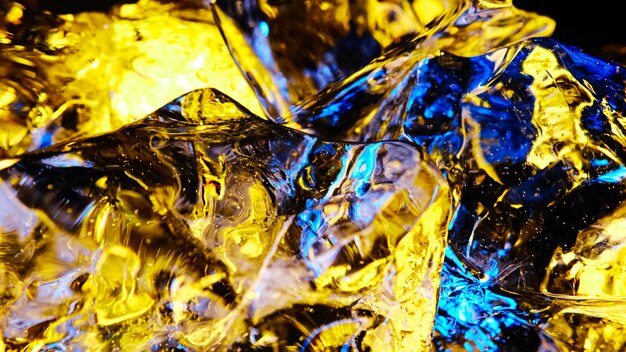 Fondo abstracto o textura cubitos de hielo azul y amarillo