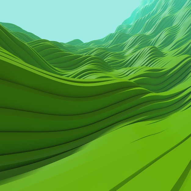 Fondo abstracto de onda verde 3d