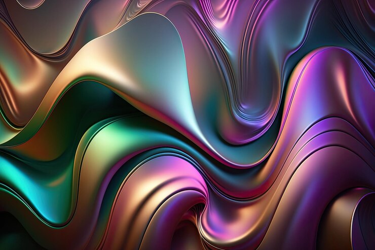 Fondo abstracto de ondas 3D Colores iridiscentes brillantes