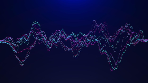 Fondo abstracto con ondas dinámicas Visualización de grandes datos Elementos de ondas de sonido Tecnología de ecualizador para música