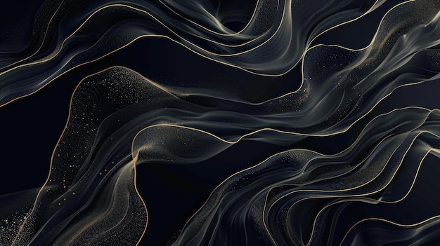 Fondo abstracto de ondas negras y doradas adecuado para proyectos de diseño