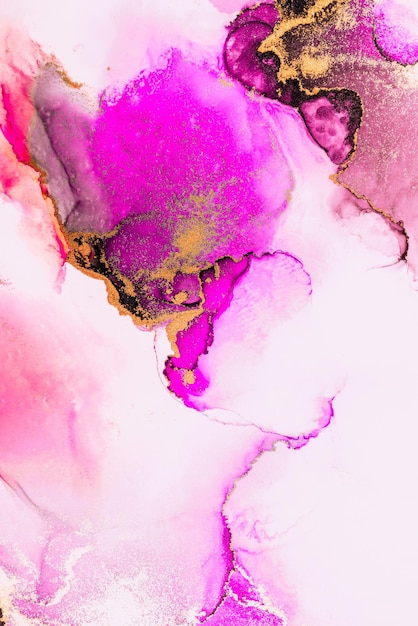 Foto fondo abstracto de oro rosa de pintura de arte de tinta líquida de mármol sobre papel.