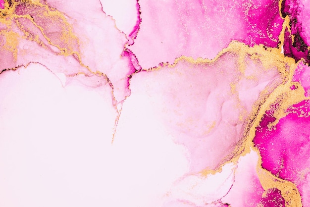 Fondo abstracto de oro rosa de pintura de arte de tinta líquida de mármol sobre papel