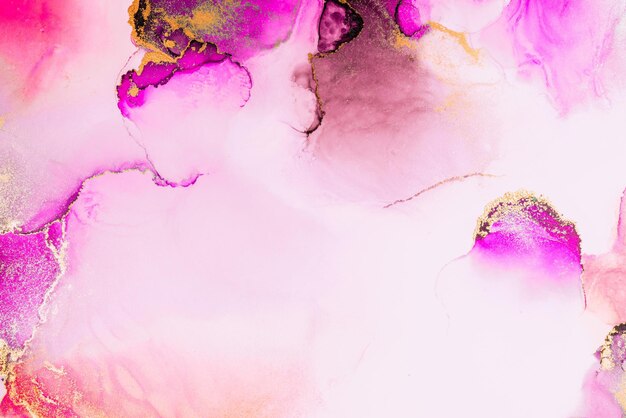 Fondo abstracto de oro rosa de pintura de arte de tinta líquida de mármol sobre papel