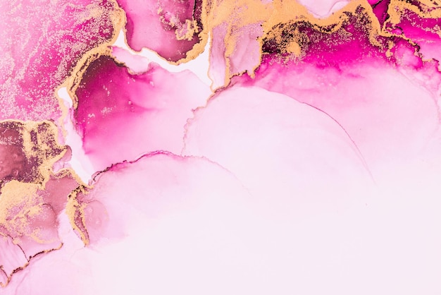 Foto fondo abstracto de oro rosa de pintura de arte de tinta líquida de mármol sobre papel