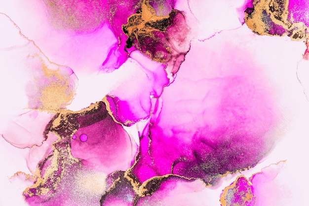 Fondo abstracto de oro rosa de pintura de arte de tinta líquida de mármol sobre papel