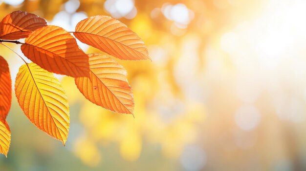 Foto fondo abstracto de otoño rama de olmo con hojas amarillas en un fondo con un espacio de copia cielo de octubre