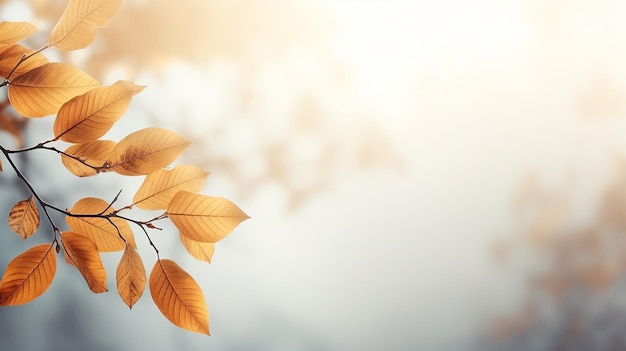 Foto fondo abstracto de otoño rama de olmo con hojas amarillas en un fondo con un espacio de copia cielo de octubre