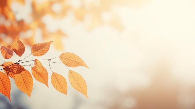 Foto fondo abstracto de otoño rama de olmo con hojas amarillas en un fondo con un espacio de copia cielo de octubre