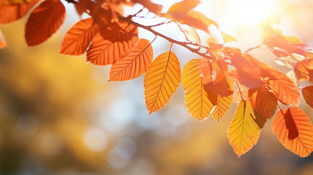 fondo abstracto de otoño rama de olmo con hojas amarillas en un fondo con un espacio de copia cielo de octubre