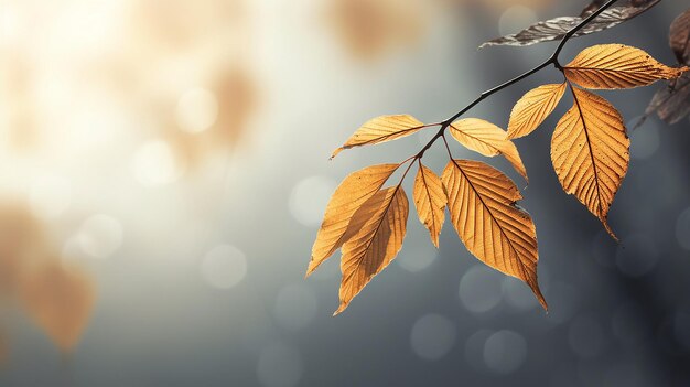 fondo abstracto de otoño rama de olmo con hojas amarillas en un fondo con un espacio de copia cielo de octubre