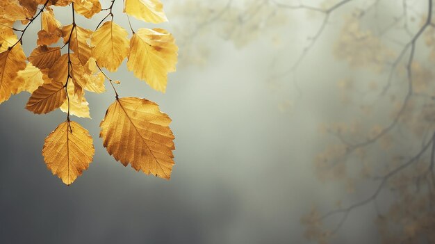 Foto fondo abstracto de otoño rama de olmo con hojas amarillas en un fondo con un espacio de copia cielo de octubre