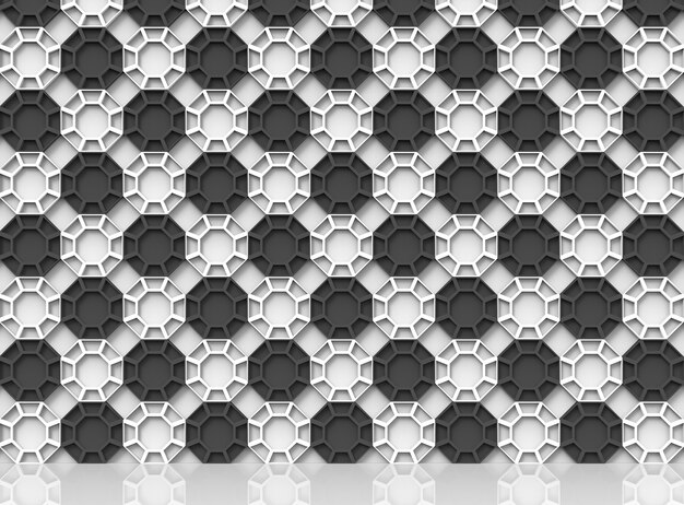 Fondo abstracto de la pared del modelo del estilo hexagonal del color del tablero de ajedrez con la reflexión en