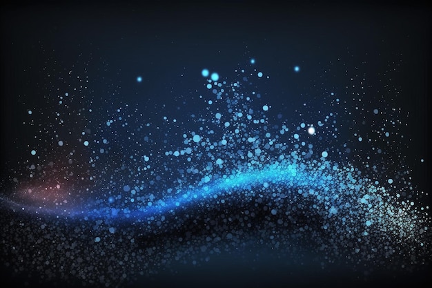 Fondo abstracto de partículas azul oscuro y brillante