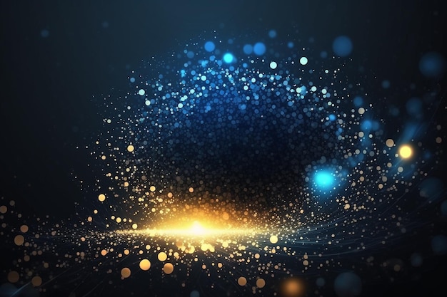 Fondo abstracto de partículas azul oscuro y brillante