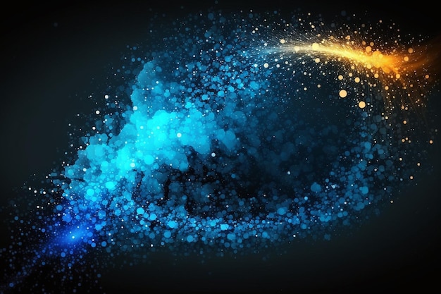 Fondo abstracto de partículas azul oscuro y brillante