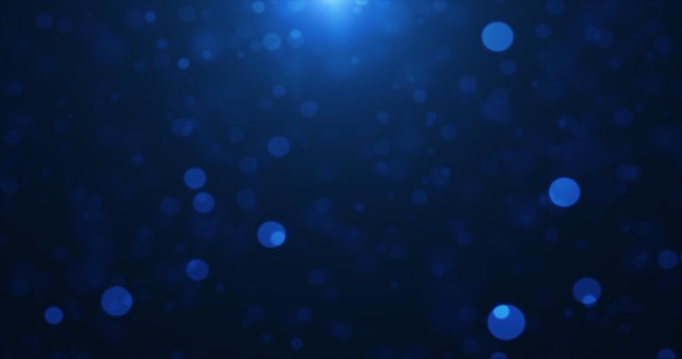 Fondo abstracto de partículas brillantes azules y puntos bokeh de magia de energía festiva