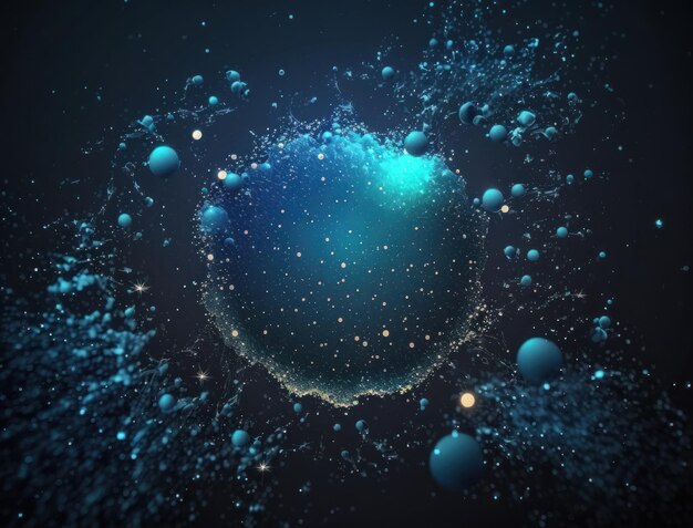 Fondo abstracto de partículas de brillo y azul oscuro Fondo de bokeh borroso con partículas de destellos y brillo creado con tecnología de IA generativa