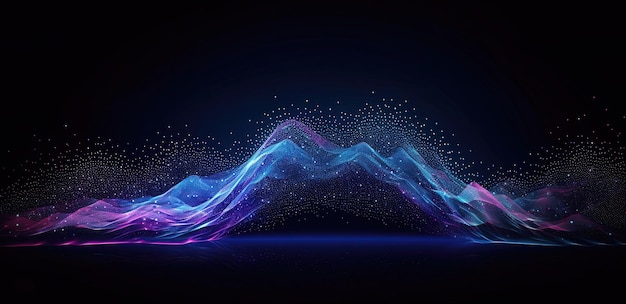 Fondo abstracto con partículas dinámicas Ilustración de ondas futuristas IA generativa