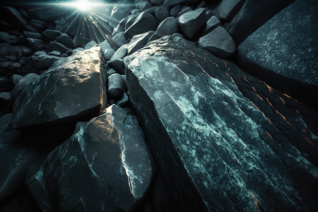 Fondo abstracto de piedras de fantasía con luces de neón