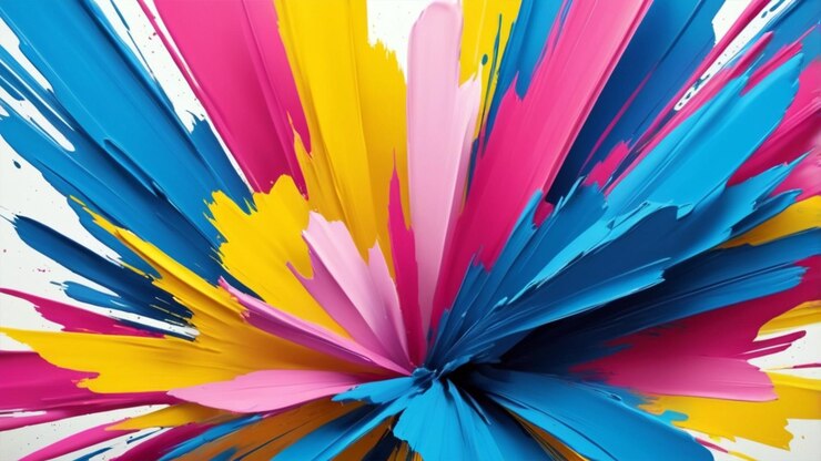 fondo abstracto con pinceladas audaces en colores vibrantes como azul, rosa y amarillo