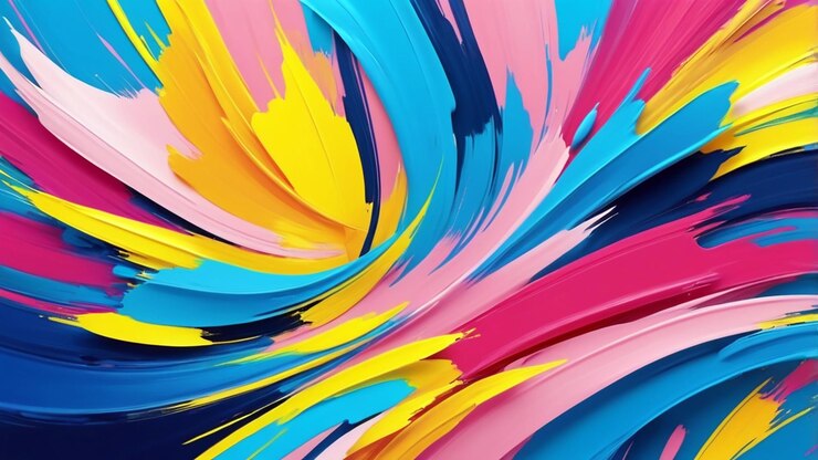 fondo abstracto con pinceladas audaces en colores vibrantes como azul, rosa y amarillo
