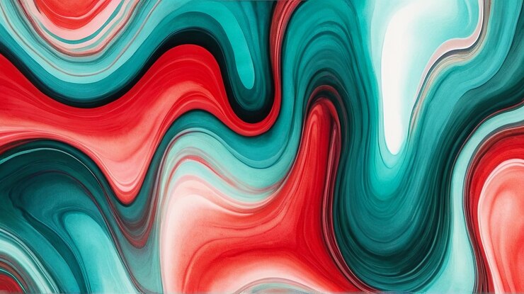 Fondo abstracto de pintura acrílica en colores rojo azul y verde