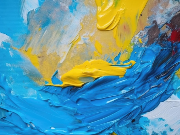 Fondo abstracto de pintura azul y amarilla Fondo de textura acrílica IA generativa