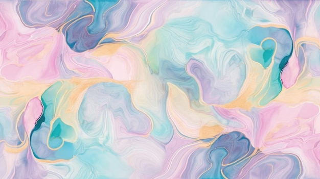 Fondo abstracto con pintura azul rosa y amarilla Textura de mármol líquido