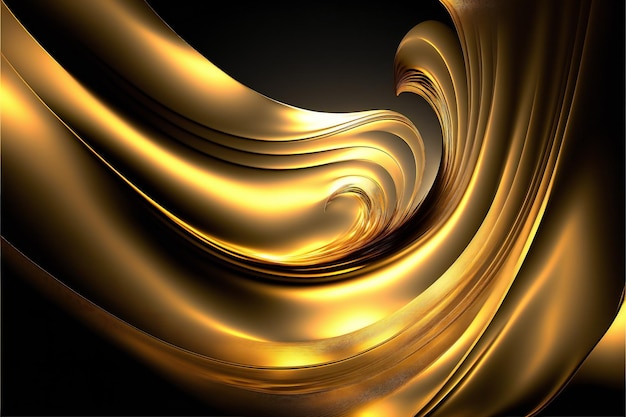 Fondo abstracto de pintura de ilustración digital creativa de onda dorada