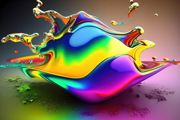 Fondo abstracto de plástico líquido realista de colores del arco iris