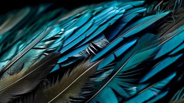 Fondo abstracto con plumas azules ai generativo