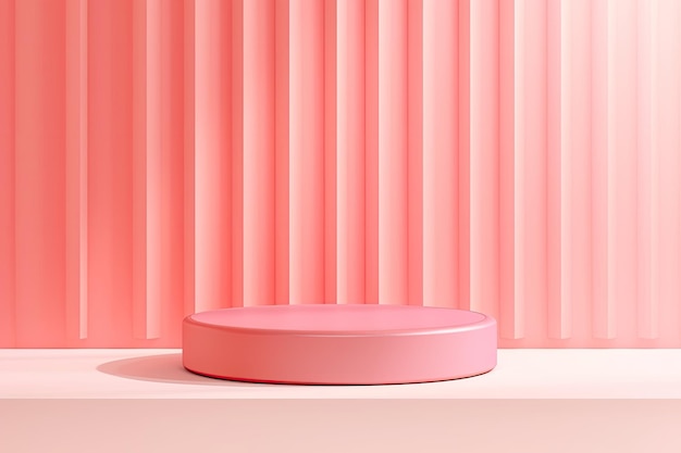 Fondo abstracto con podio rosa para la presentación del producto 3d renderización Maqueta de podio rosa o coral Pedestal vectorial 3d realista para la presentación de cosméticos con una sombra de ventana AI Generado