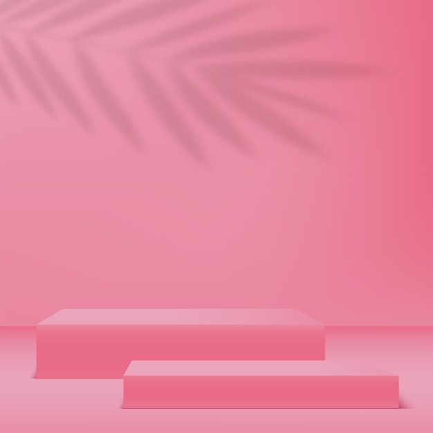 Fondo abstracto con podio rosa para presentación. Vector