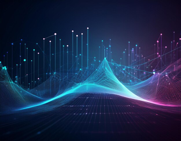 Fondo abstracto con puntos y líneas Concepto de conexión Visualización de datos digitales