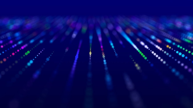 Fondo abstracto de puntos y líneas Ola de sonidos musicales Representación 3D