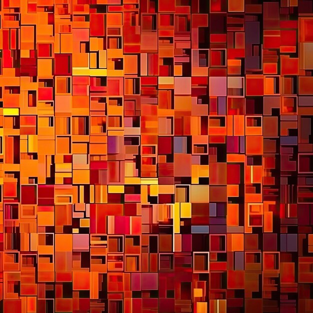 Fondo abstracto que consta de cuadrados de colores en tonos rojos y naranjas