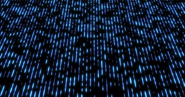 Fondo abstracto de rayas azules voladoras y líneas verticales con un efecto de brillo festivo brillante