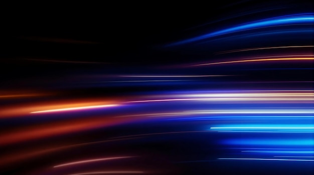Fondo abstracto con rayas de luz de gradiente en el efecto de movimiento borroso brillante negro