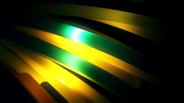 Foto fondo abstracto con rayas verdes y amarillas que fluyen lentamente en la animación oscura y sin fisuras