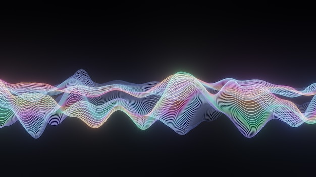 Fondo abstracto, rayos de neón en movimiento, líneas luminosas, ilustración 3d