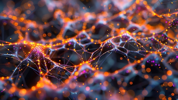 Fondo abstracto de una red brillante de líneas y puntos