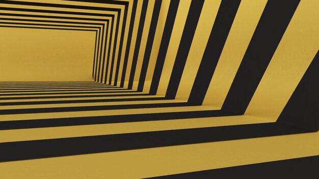 Fondo abstracto La región negra se destaca contra el fondo amarillo El espacio de colocación fondo negro y amarillo Rendering3d