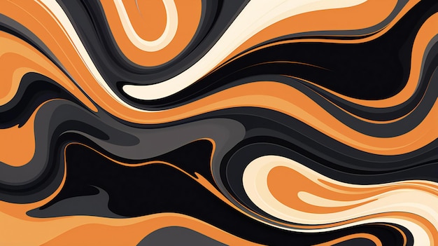 fondo abstracto con remolinos anaranjados negros y blancos